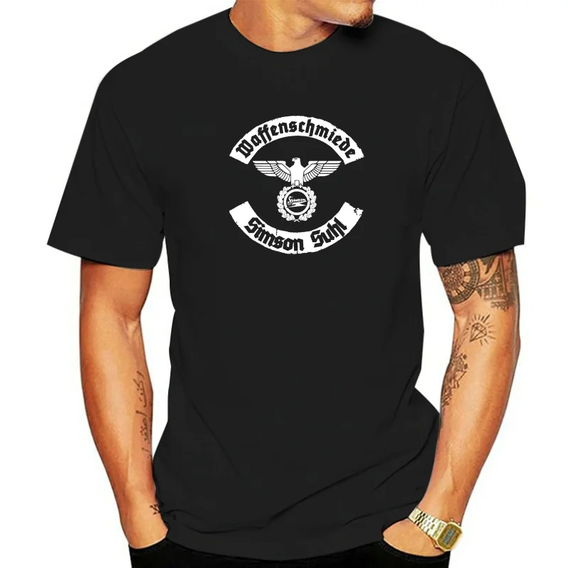 Fashion Short Printed T-Shirt Men's Tee DDR Motorcycle Waffenschmiede Simson Retro Print Tee Men Short Clothing