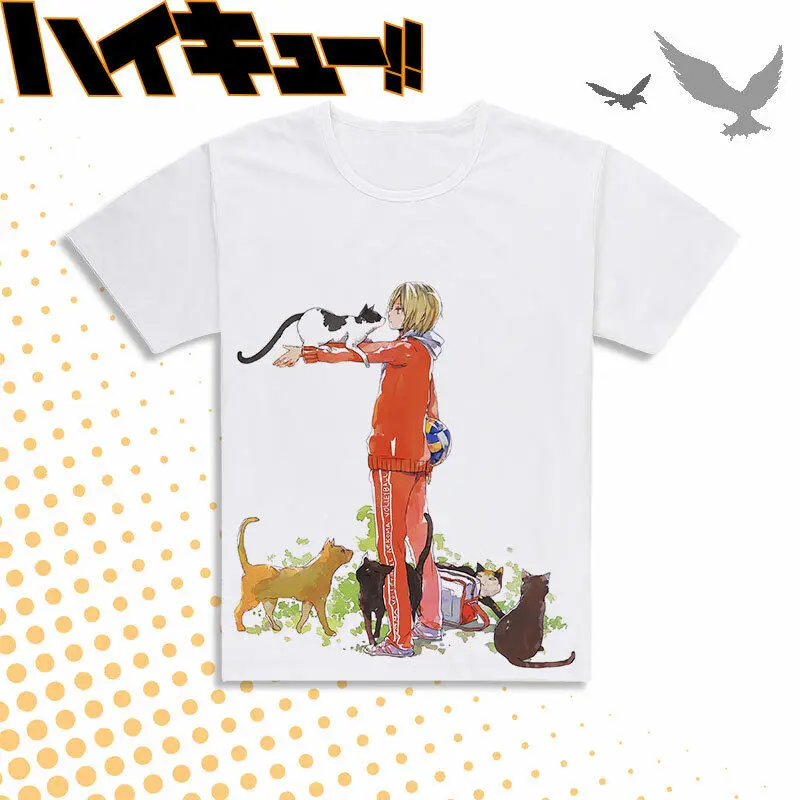 Haikyuu Kozume Kenma s Harajuku Белая футболка TEE Holiday