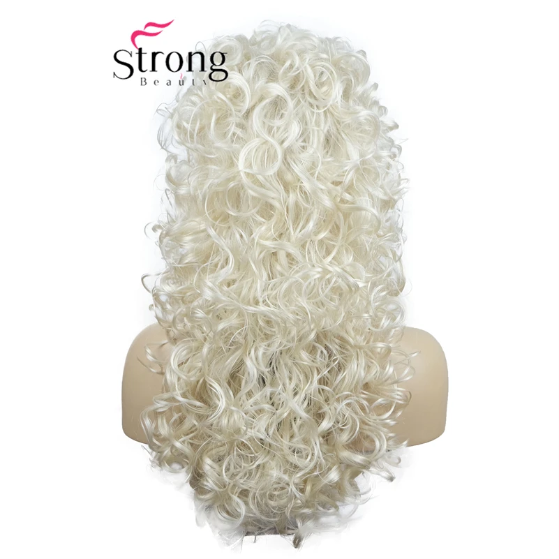 Фото Strongbeauty вьющийся парик для женщин, длинные 23-дюймовые светлые странные парики, вьющийся великолепный синтетический парик Shag №5