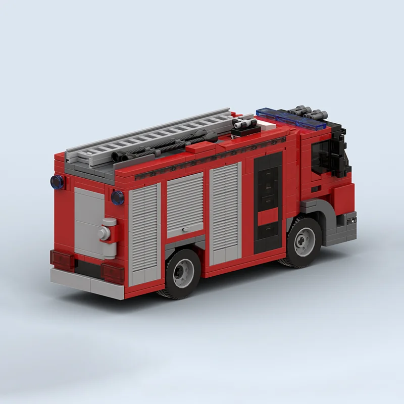 Фото Пожарная машина Moc, строительные блоки, модель пожарной машины, технология, модульный кирпич, сделай сам, сборка, строительная игрушка, праздничные подарки №3