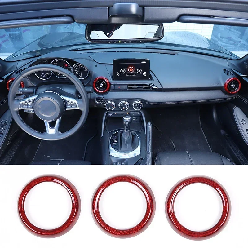 Для Mazda MX-5 ND 2016-2023 модифицированные кольца из настоящего углеродного волокна для кондиционера, накладные кольца, аксессуары для салона автомобиля