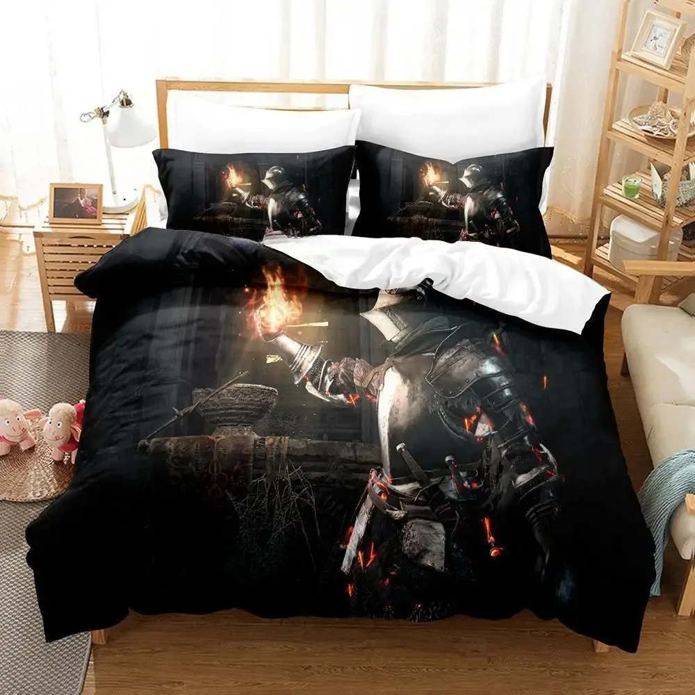 Фото Dark Souls 3 Bedding Set Single Twin Full Queen King Size Bed Set Adult Kid Bedroom Duvet cover Sets 3D Print Game Bed Sheet Set №3