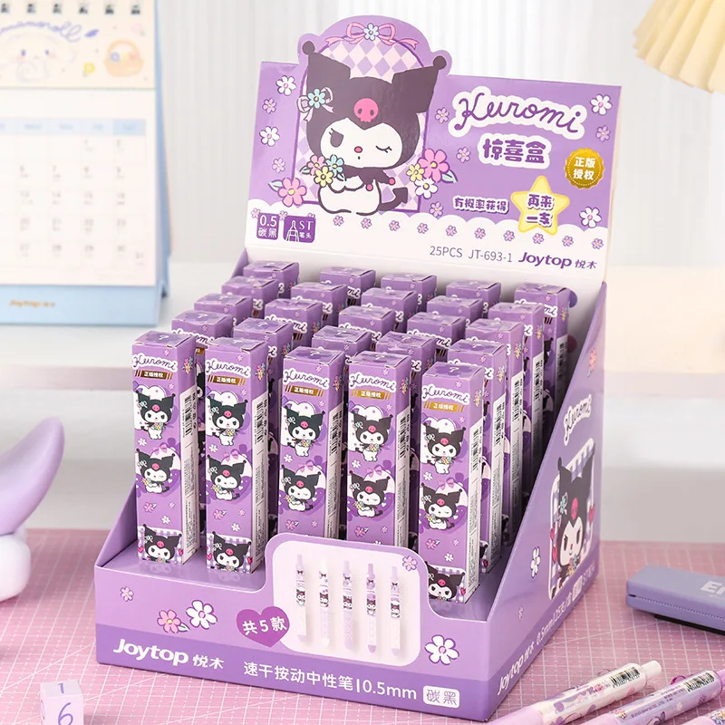 25 шт. Sanrios аниме Kuromi нейтральная ручка мультфильм Cinnamoroll ручка с гелевыми чернилами пишите плавное кавайное полачко студенческие канцелярские принадлежности