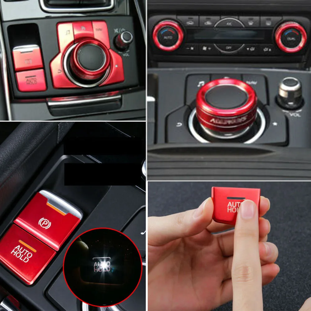 2 шт. EPB Тормозная Кнопка Autohold крышка отделка декор красный цвет для Mazda 3 6 CX5 аксессуары для интерьера автомобиля автозапчасти