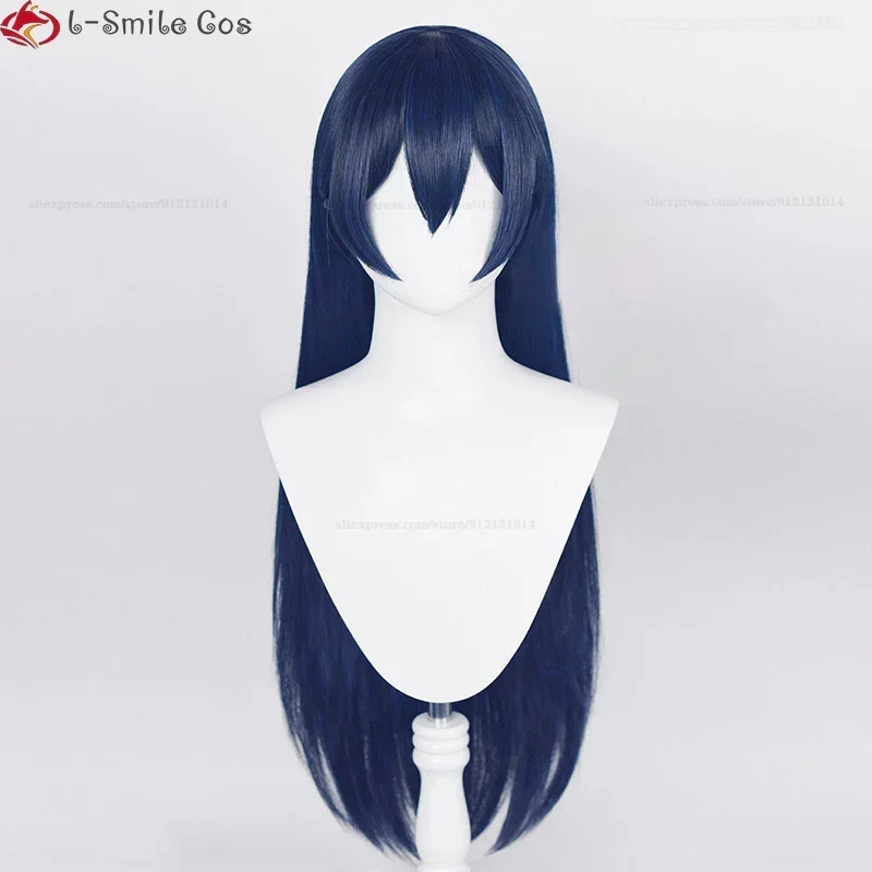 Фото Аниме Kakegurui Twin Hanatemari Tsuzura, парик для косплея, длина 80 см, синий, черный, термостойкие синтетические парики Hyuga Hinata + шапочка для парика №3