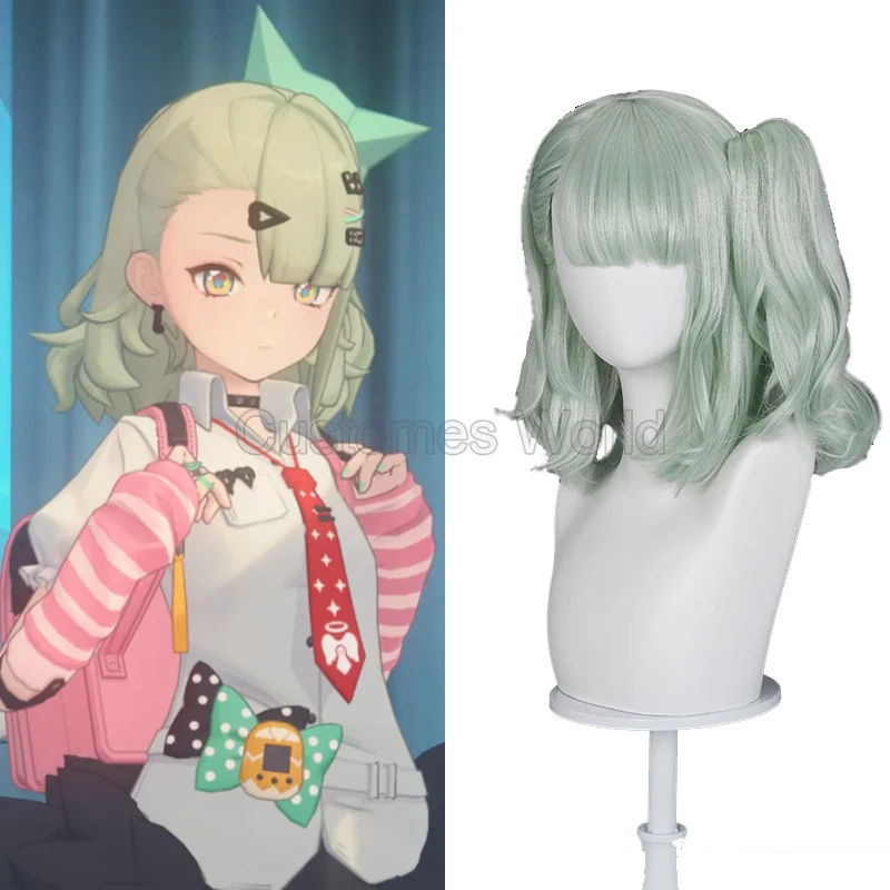 Zenless Zone Zero Virtual Idol Косплей Парик Игра ZZZ Chinatsu Remiel Ангелы Косплей Женщины 40 см Милый Светло-Зеленый Парик Хвоста