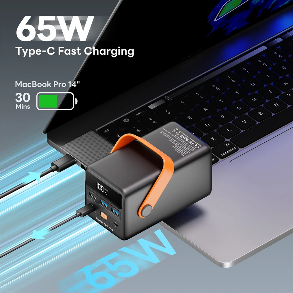 Фото Мобильное портативное зарядное устройство 65 Вт Power Bank 50000 мАч Большая емкость LED 50000 мАч Быстрая зарядка Powerbank №2