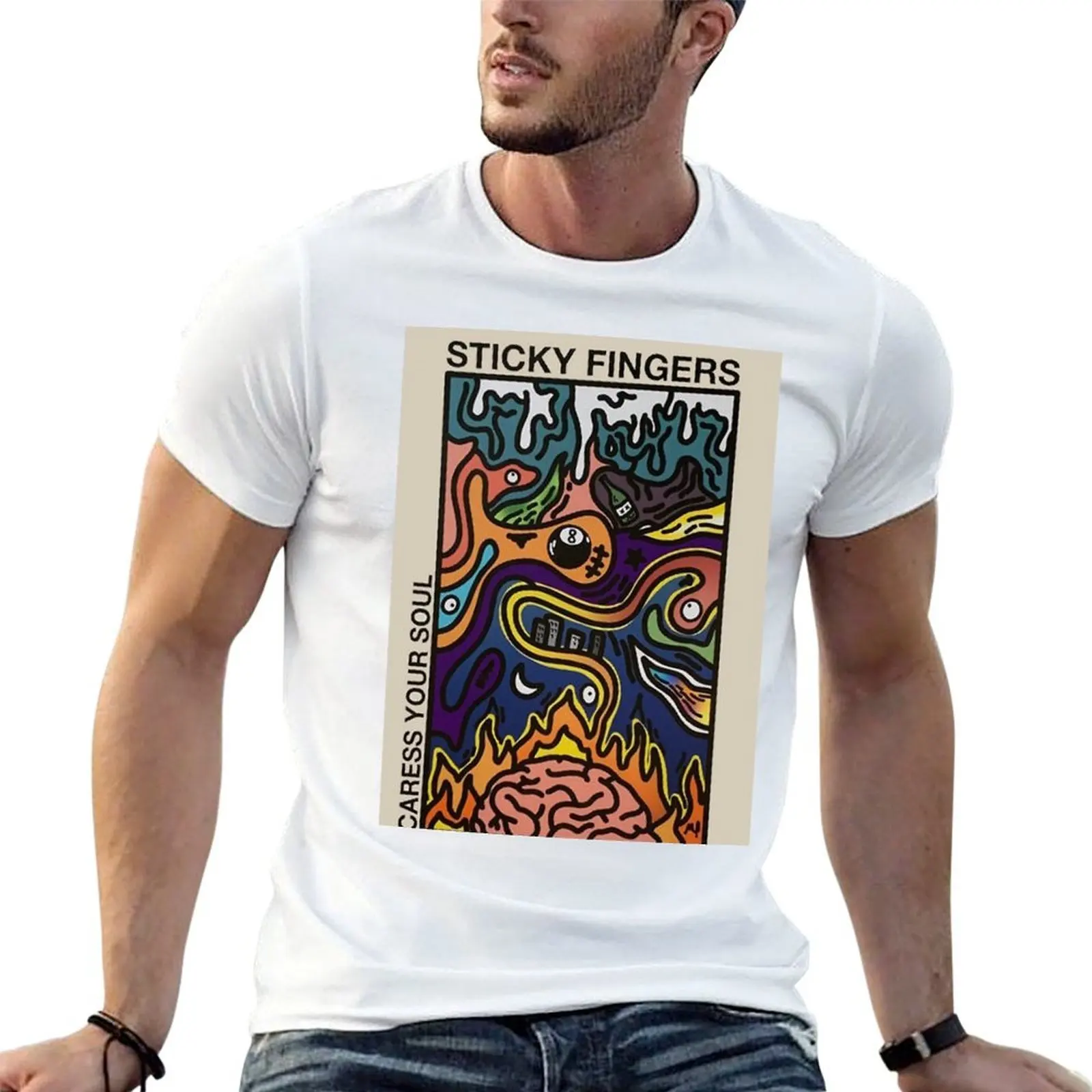 Футболка STIFI Poster Caress Your Soul, футболки с принтами, забавные футболки, мужская футболка