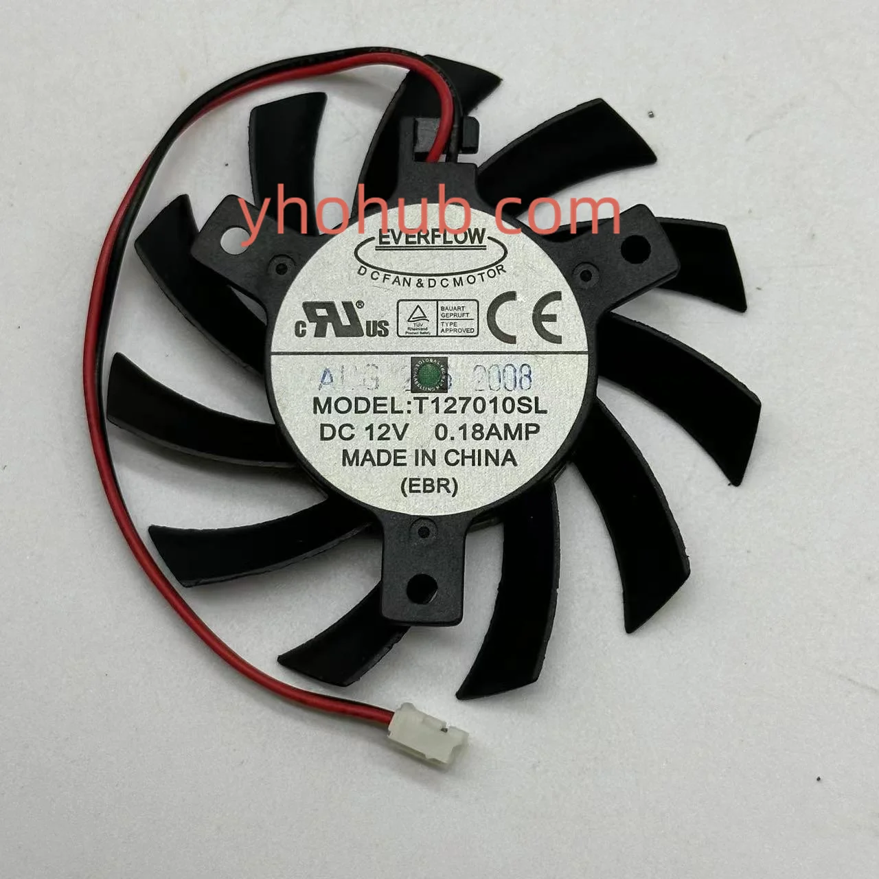 Everflow T127010SL DC 12 В 0,18 А 65x65x10 мм 2-проводной охлаждающий вентилятор для сервера