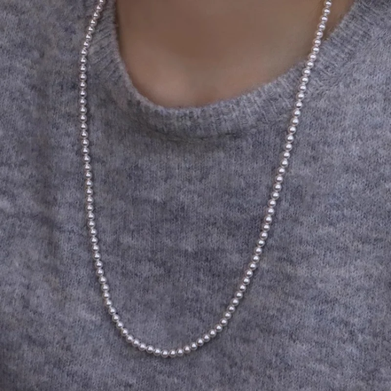 Фото s925Серебряный круг Shijia Pearl Yuanbao Knot60cmОдлиненное ожерелье Женское модное осенне-зимнее ожерелье High-Gra №2
