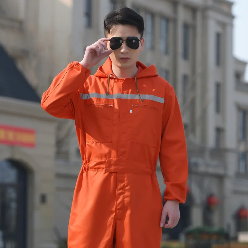 Фото Защитная Рабочая одежда Hi vis, комбинезоны с капюшоном, пыленепроницаемые грязеотталкивающие Рабочие комбинезоны, рабочая одежда, защитный комбинезон для рабочих, униформа №4