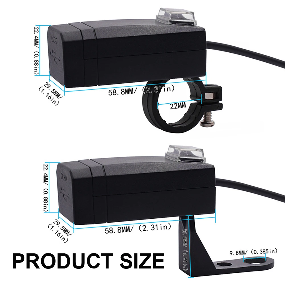 Фото Универсальное мотоциклетное Зарядное устройство USB QC3.0, водонепроницаемое быстросменное зарядное устройство с двумя USB-портами 12 В, адаптер питания для iphone, Samsung, Huawei №4