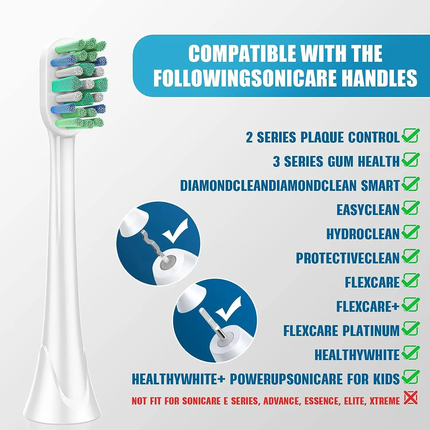 Фото 4/8/12/16/20 шт./упаковка, насадки для зубной щетки Philips Sonicare HX3/6/9 №3
