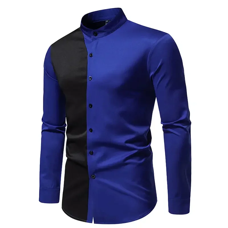 Фото Роскошная одежда, мужская классическая рубашка Blusas Estampadas, лоскутная цветная рубашка для свадебной вечеринки, социального фестиваля, Hombre, рубашки для джентльменов в стиле стимпанк №2