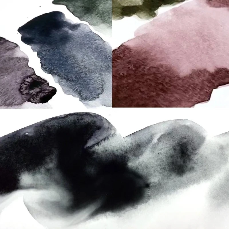Фото Kuretake Gansai Tambi Sumi Colors New Limited Smoky Grey 6 цветов Акварельные краски Художник Рисунок Акварельные пигменты Товары для рукоделия №5