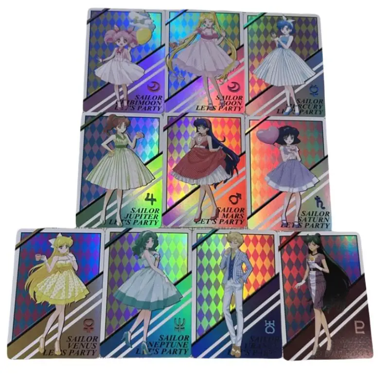 Сейлор Мун Флэш-карта Usagi Tsukino Mizuno Ami Kino Makoto Aino Minako Diy Color 10 шт. Аниме Коллекция Экшн-игрушки Фигурки Подарок