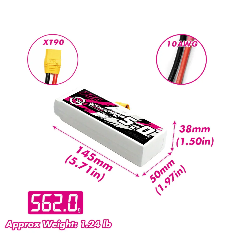Фото CNHL 5000 мАч Lipo аккумулятор 3S 4S 6S 11,1 В 14,8 В 22,2 В 70C с разъемом XT90 для радиоуправляемой лодки, самолета, вертолета, автомобиля, квадрокоптера Speedrun №3