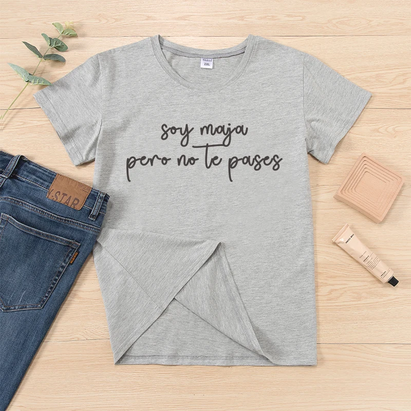 Забавная испанская camiseta ropa mujer, футболки с коротким рукавом, Женская хлопковая одежда, повседневная женская футболка