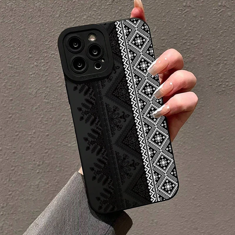 Фото Винтажный чехол для телефона с тотемной росписью для iPhone 16e, чехлы для iPhone 16 Pro Max 15 14 Plus 13 Mini 12 11 7 8 XS XR X SE 2022, мягкий чехол №2