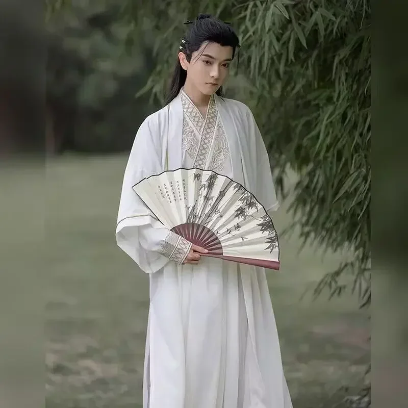 Большой размер Hanfu, мужской традиционный китайский костюм для косплея, карнавальный костюм для косплея, древняя белая рубашка Hanfu + юбка + комплект пальто для женщин