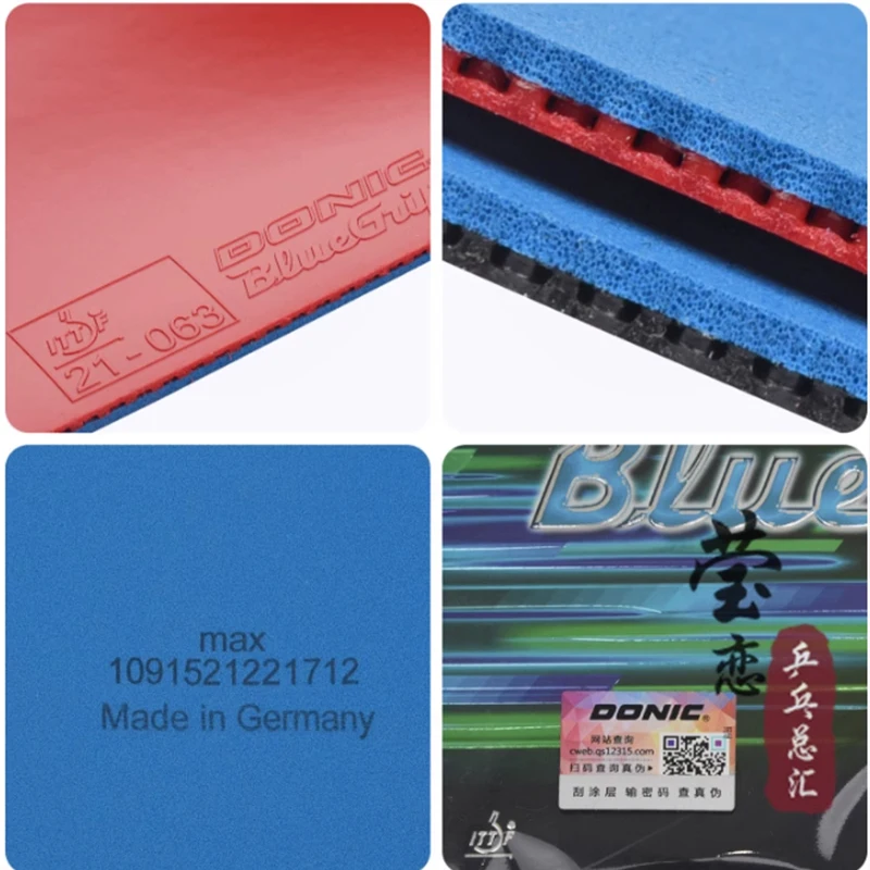 Фото Donic BluevGrip S1 S2 Накладка для настольного тенниса, липкая резина с жесткой губкой, хороший контроль и вращение, средняя жесткая быстрая атака с петлей №4