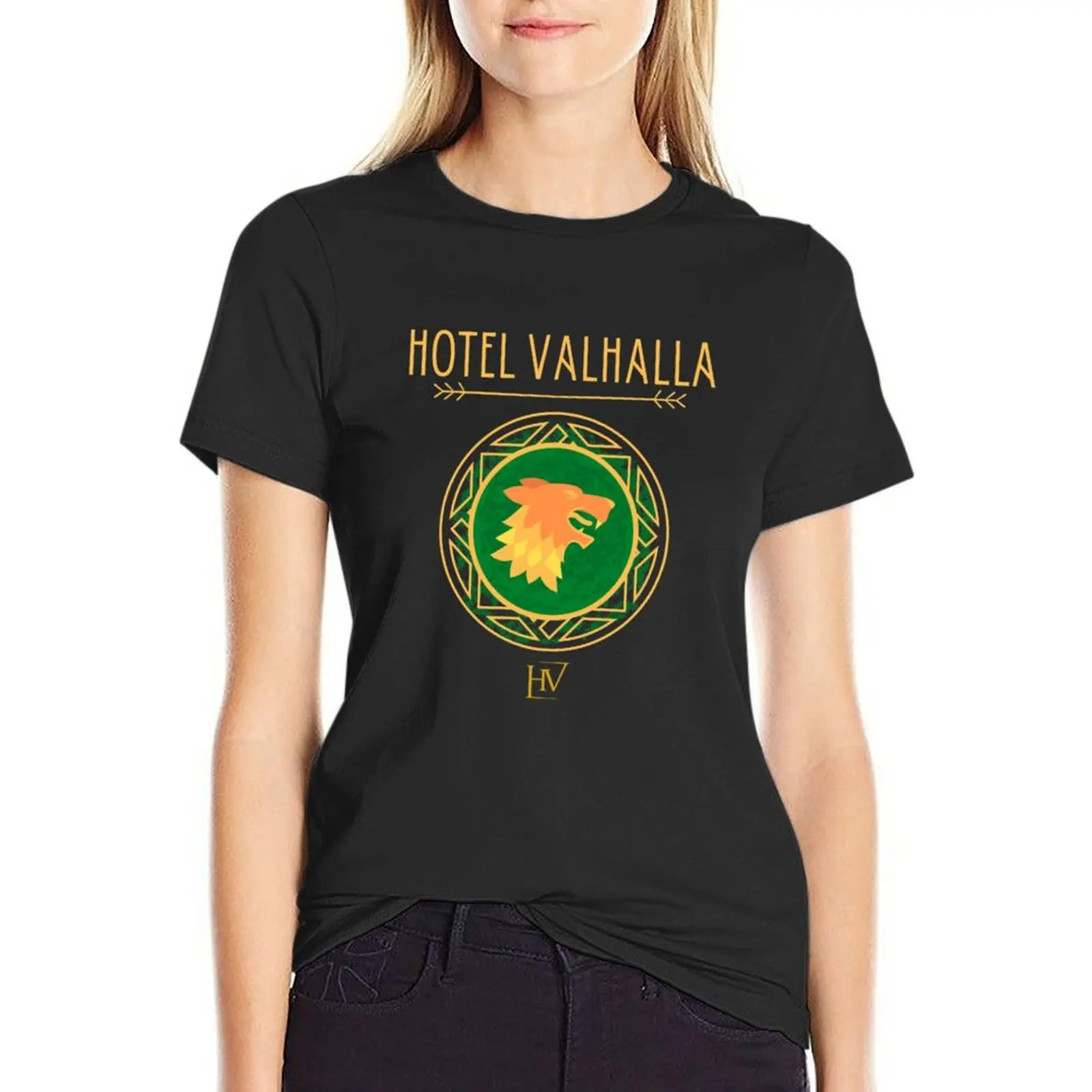 Стандартная футболка Hotel Valhalla, черная винтажная одежда с животным принтом, эстетичная одежда, простые футболки для женщин