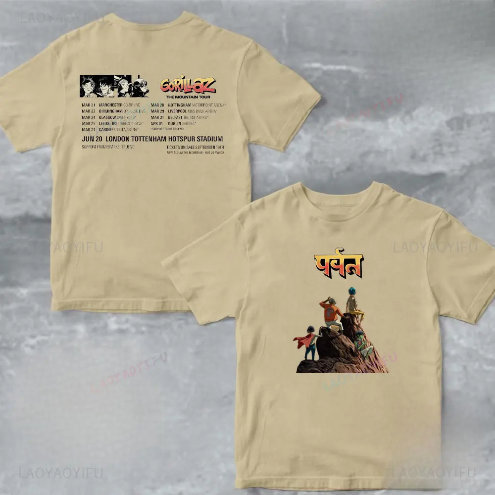 Хлопковая футболка унисекс Gorillaz The Mountain Tour, футболка Arenas, Великобритания и Ирландия, 2026, футболка с расписаниями и датами, новые топы и футболки, уличная одежда