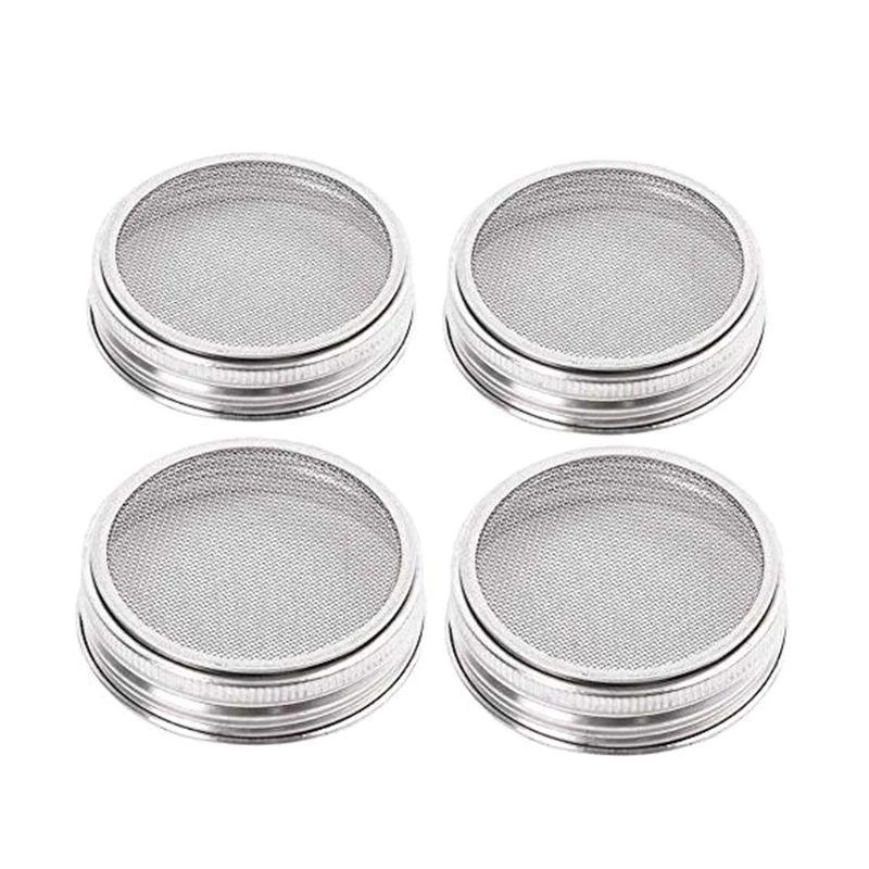 4pcs/Set Seed Sprouting Lids 304 Фильтр из нержавеющей стали сетчатой ​​сетчатой ​​экраны экрана для широких банок масонов