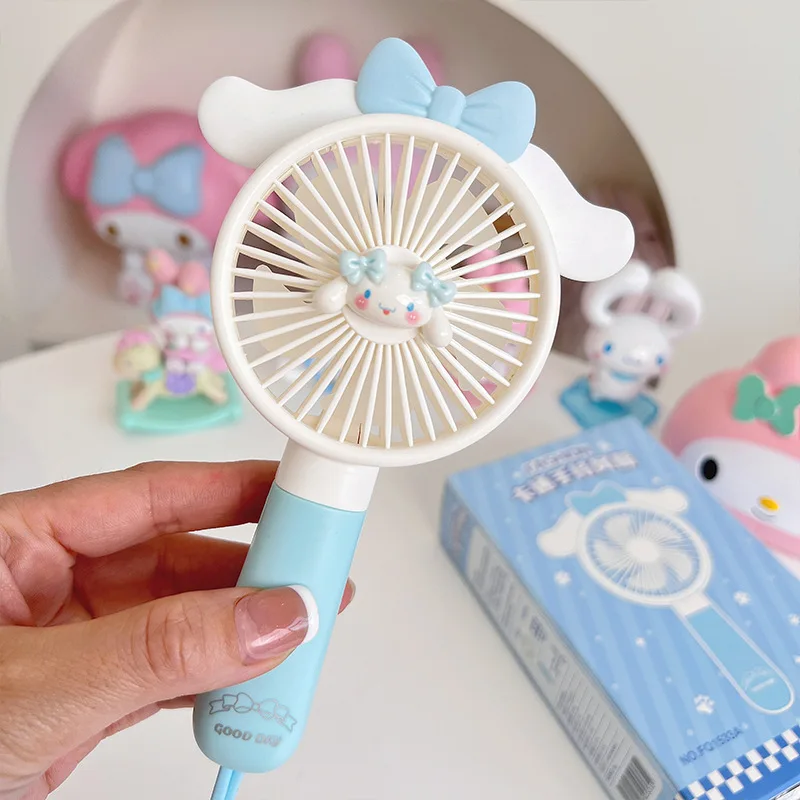 Фото Вентилятор MINISO Sanrio Cinnamoroll Melody Kuromi, японский кавайный вентилятор для девочек, подвесной веревочный ручной вентилятор, студенческий портативный вентилятор №2