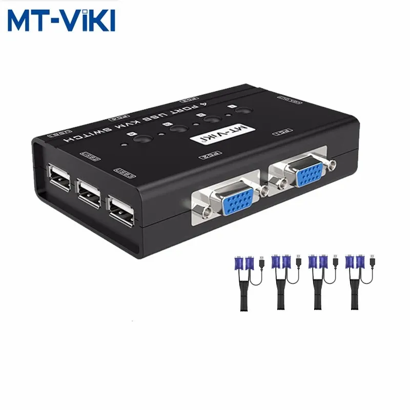 MT-VIKI 4-портовый USB KVM-переключатель Usb Руководство 4 входа 1 выход VGA Совместное использование компьютера Мышь и клавиатура Дисплей с кабелем MT-460KL