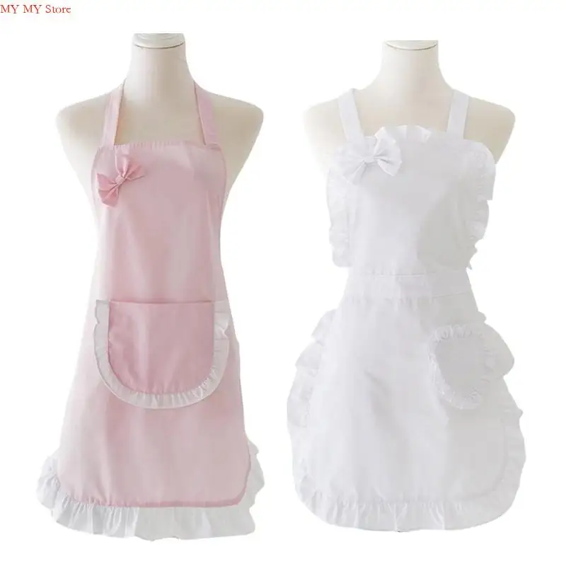 N1HE Women Kitchen Cooking Maid Maid Arpron с карманным официанткой -слугой Arpry Women Kitchen Apron для приготовления