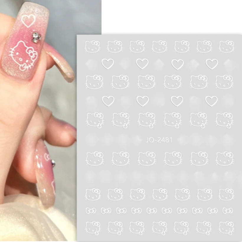 Фото Оптовая продажа, 10 шт./лот, 3D наклейки для дизайна ногтей Hello Kitty, наклейки для ногтей, Hello Kitty, дизайн ногтей, японский дизайн, сделай сам, счастливые аксессуары №2