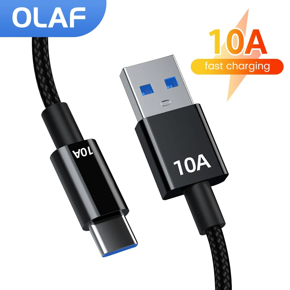 Olaf 120 Вт 10 А USB-кабель типа C Сверхбыстрое зарядное устройство Линия зарядки для Huawei Honor Woven Quick Charge USB C Кабели Шнур для передачи данных Провод