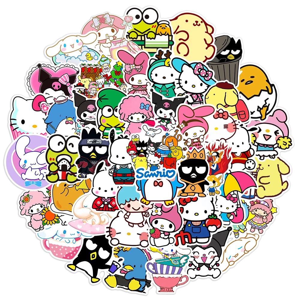 10/30/50 шт. смешанные стикеры Hello Kitty My Melody Kuromi Cinnamoroll DIY для телефона, гитары, наклейки, Веселая детская игрушка