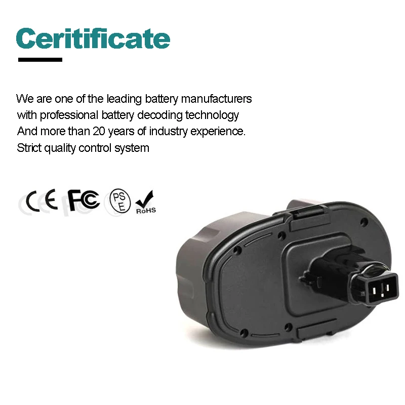 Фото Сменный аккумулятор для DeWalt DC020, DC212, DC212B, DC212KA, DC212KB, DC212KZ, DC212N, DC213KB, DC330, DC9096 DE9039 DE9095 №5