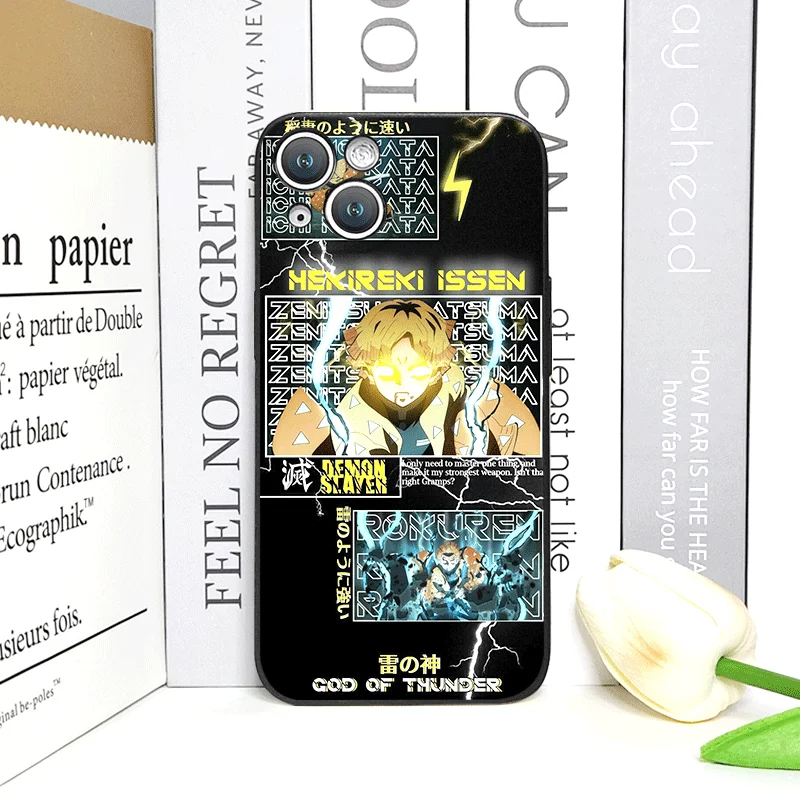 Фото Чехол для телефона Cartoon Anime Demon S-Slayer для IPhone 16, 12, 11, 14, 13, 15, 15 Pro Max Mini X XS MAX XR SE2 7 8 14 Plus, силиконовый мягкий чехол №3