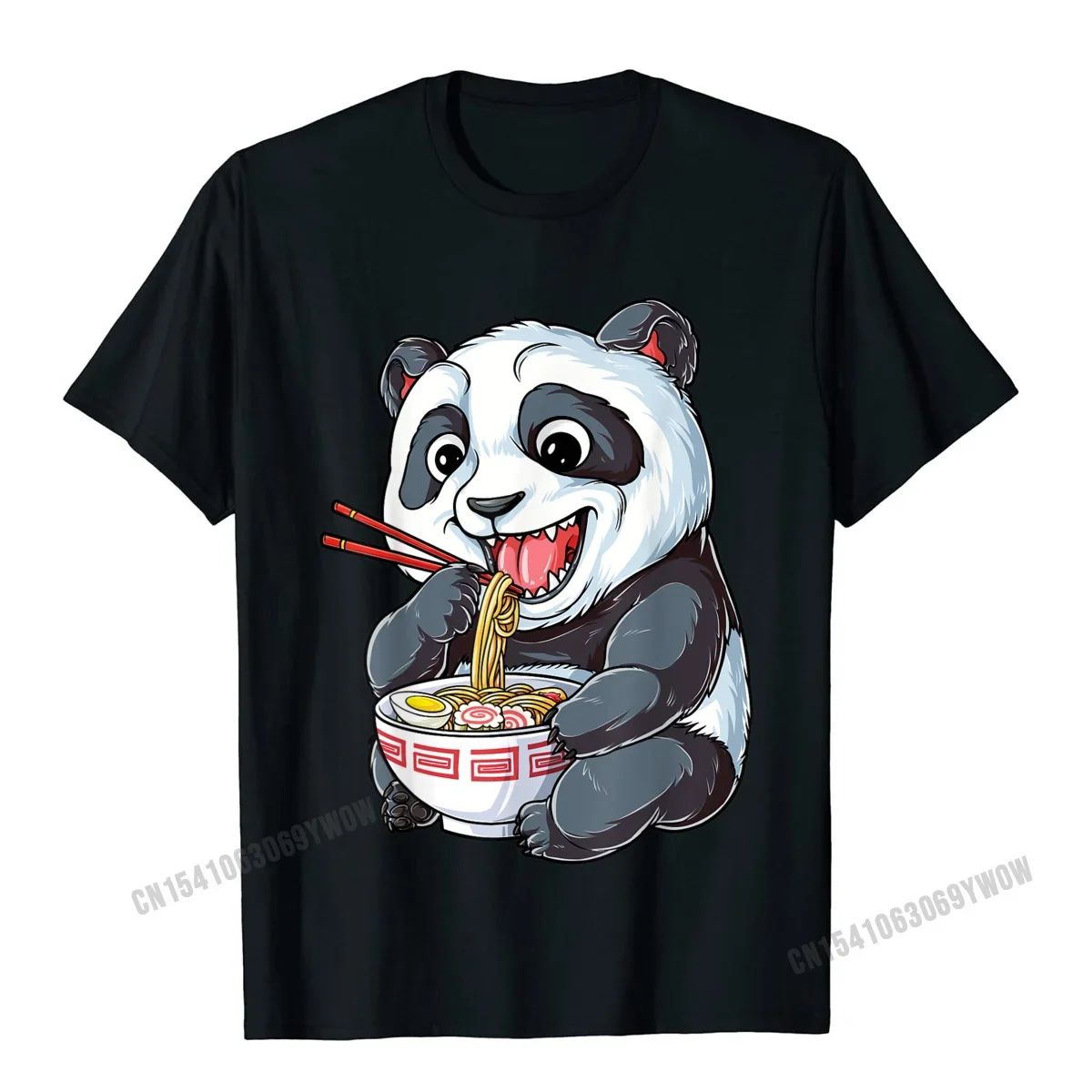 Panda Eating Ramen Kawaii Гигантская японская лапша Женская футболка Camisas Мужские хлопковые мужские футболки Простой стиль Футболки Дизайн Rife