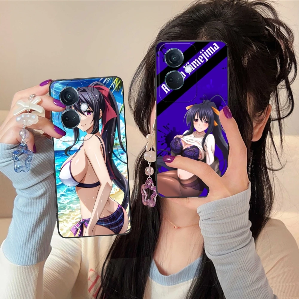 Старшая школа DXD Akeno фотоэлемент для OPPO Find X5 X3 X2 A93 Reno 8 7 Pro A74 A72 A53 черный мягкий чехол для телефона