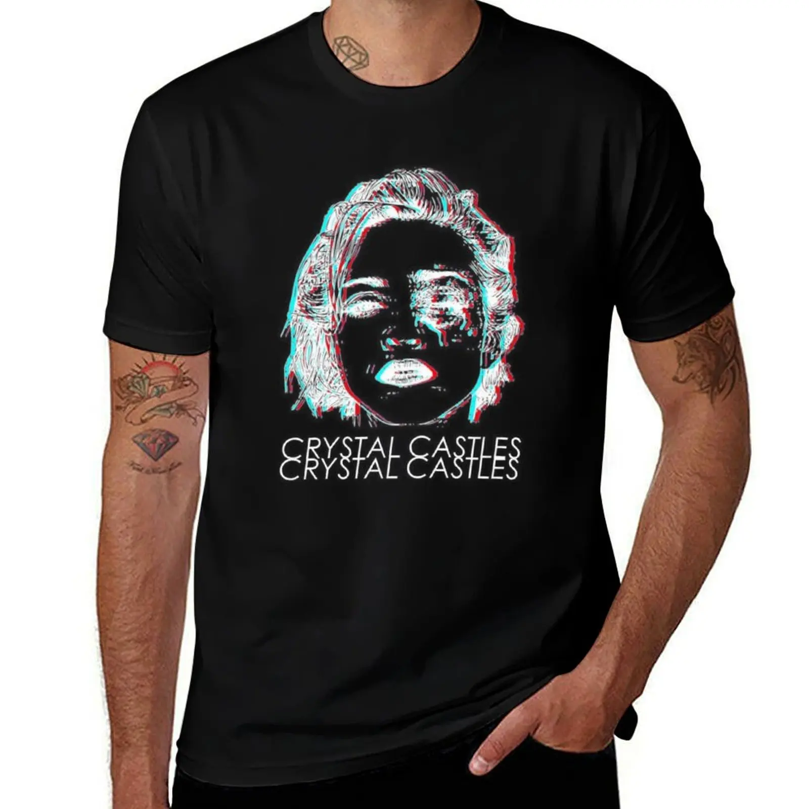 Футболка с обложкой альбома Crystal Castles, мужская футболка, забавные футболки, хлопковая футболка
