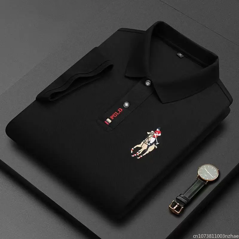 Фото Воздухопроницаемый чехол Jaket Musim Panas Bar Kemeja POLO Lengan Pendek Bisnis Bordir Katun Pria Mewah Kemeja Kerah Pria Kasual №4