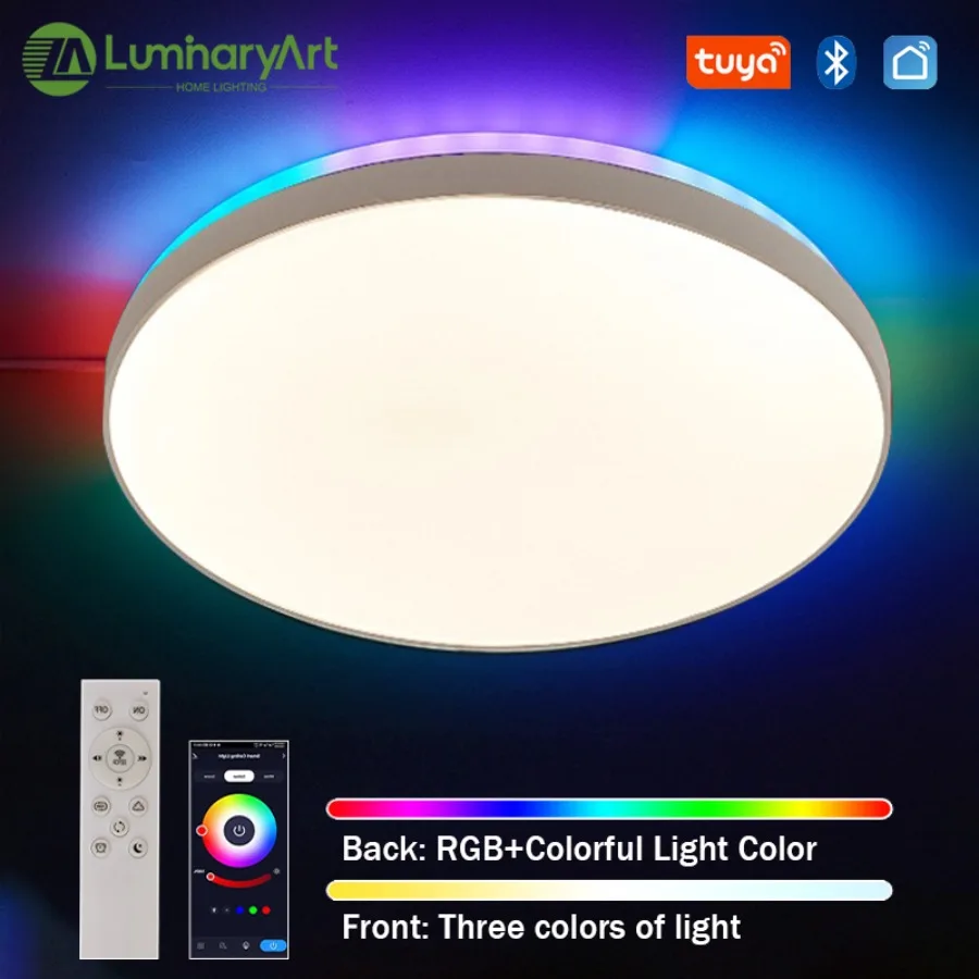 Современный умный светодиодный потолочный светильник с RGB-подсветкой и управлением через приложение