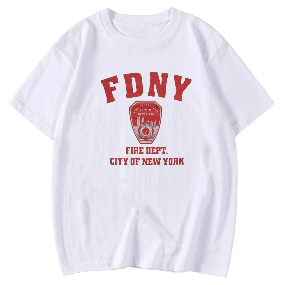 Фото Спортивная футболка с круглым вырезом New York Fire Department, универсальная модная футболка с принтом, топы с круглым вырезом, высококачественный хлопок для мужчин и женщин №5