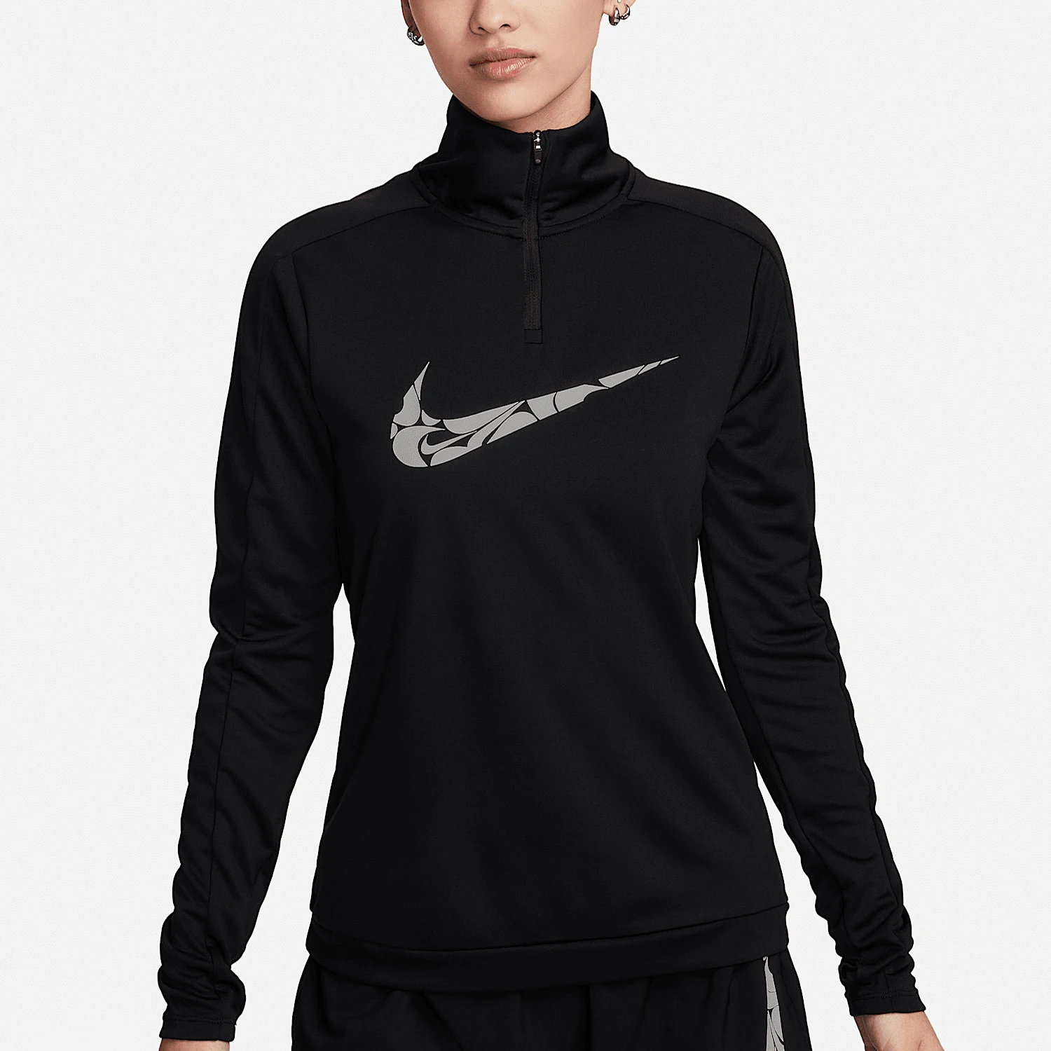 Официальная женская тренировочная футболка Nike Dri-FIT с полумолнией для бега FN2637-010