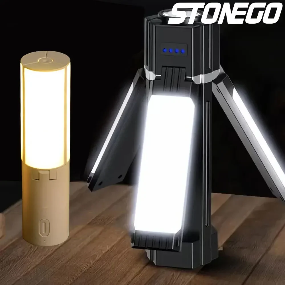 STONEGO перезаряжаемый складной светильник для кемпинга, портативный уличный светильник большой емкости с подвесной подставкой, идеально подходит для палаток, кемпинга