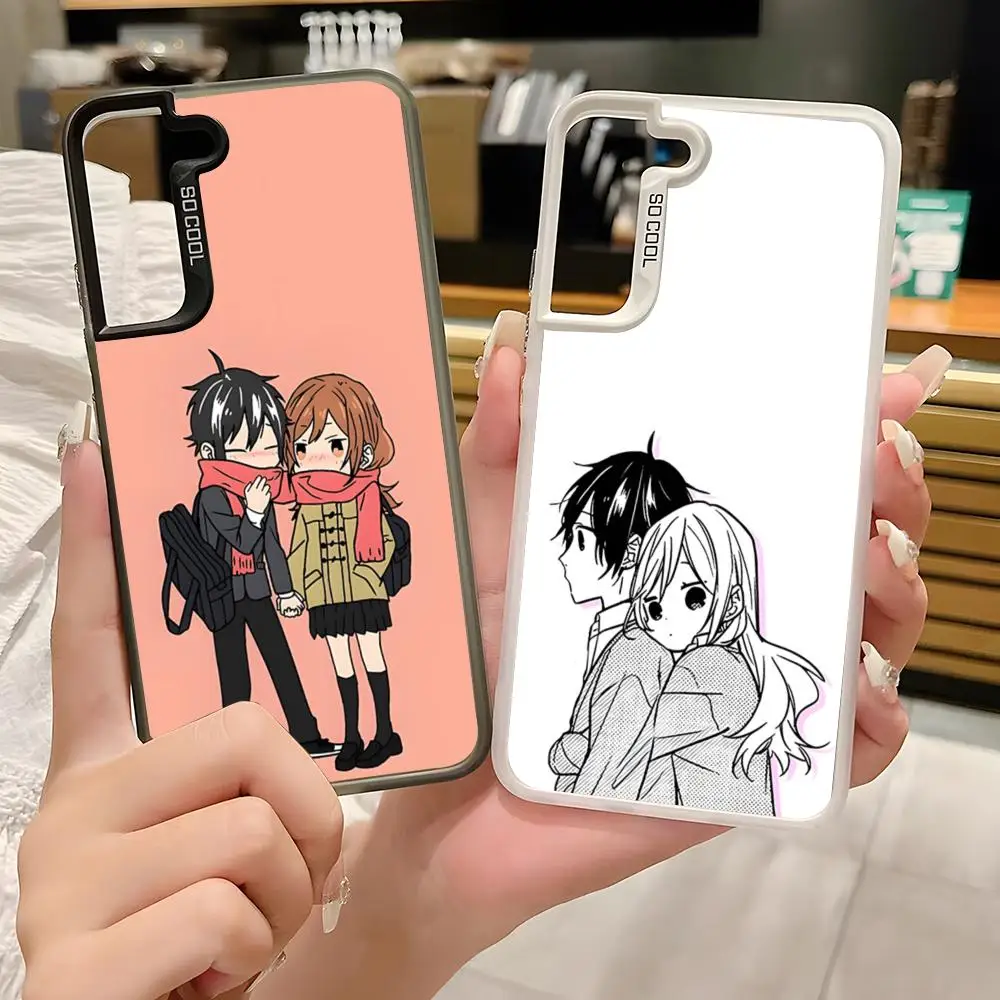 Винтажный чехол для телефона с японским классическим аниме Horimiya для Samsung S25 Ultra S23 S22 S21 S20 Plus S24 Fe A55, цвет серебристый чехол