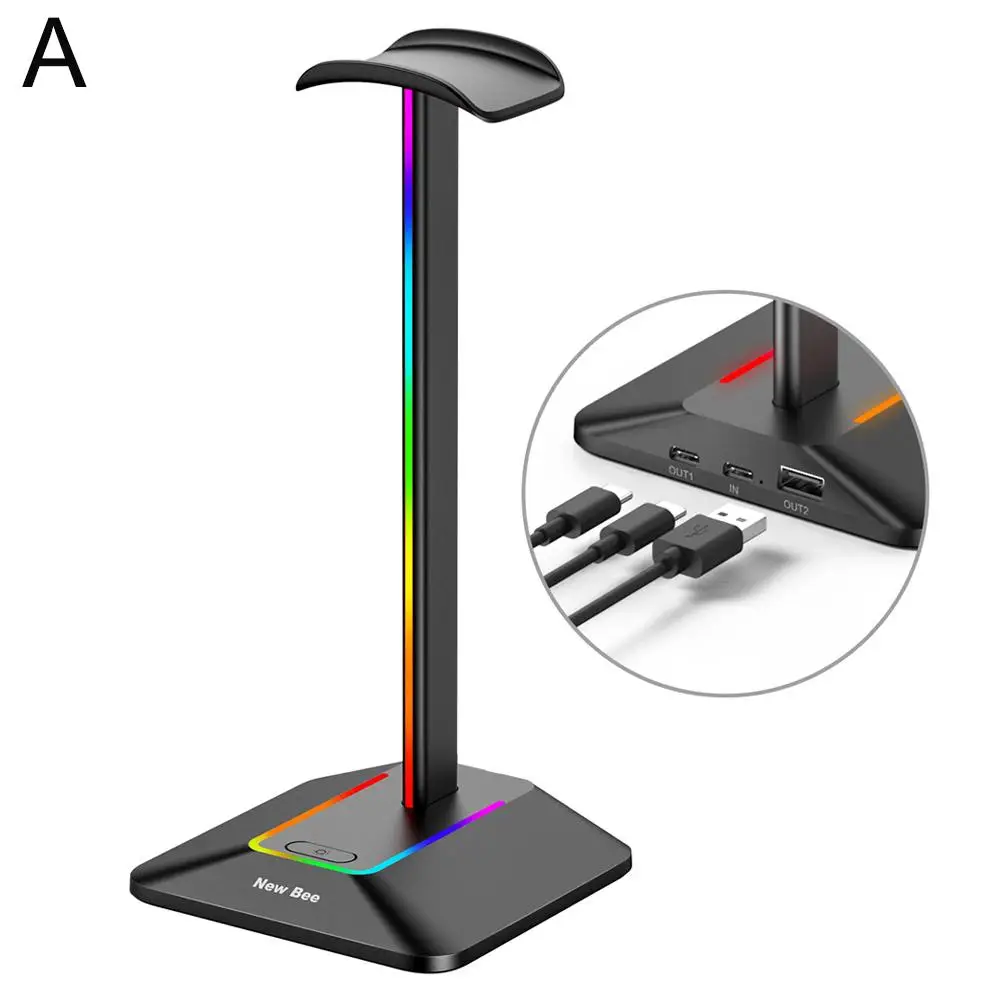 Разноцветная Подставка для наушников с RGB-подсветкой и двойным расширительным интерфейсом, профессиональные игровые аксессуары, полка для наушников Y2V0 (art.: 3920c99d9ff33) - 3920c99d9ff33