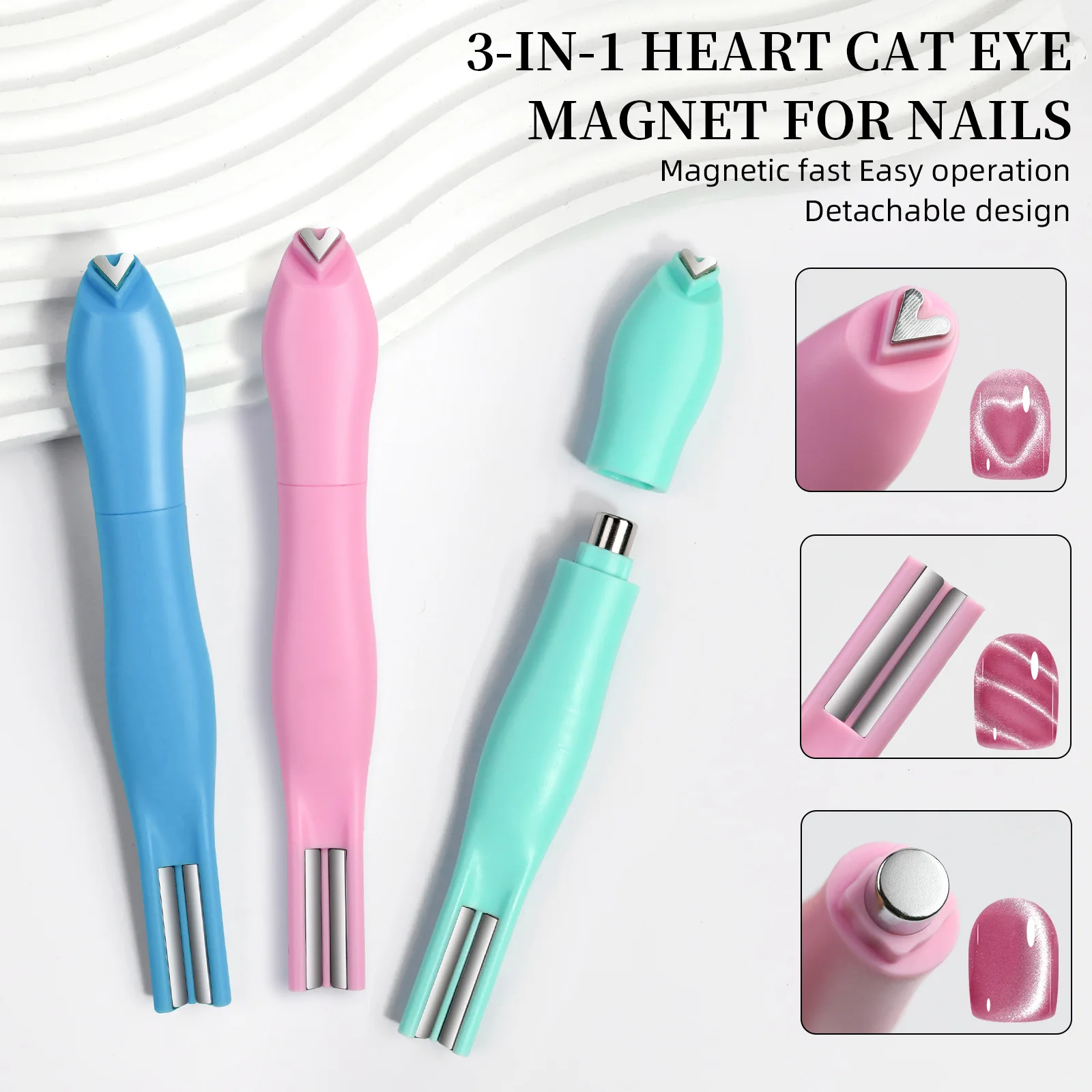 Фото 3-в-1 Love Heart French Effect Cat Eye Магнитная палочка Moon Snake Line Pattern УФ-гель-лак Магнитная палочка Маникюрный инструмент «сделай сам» №3