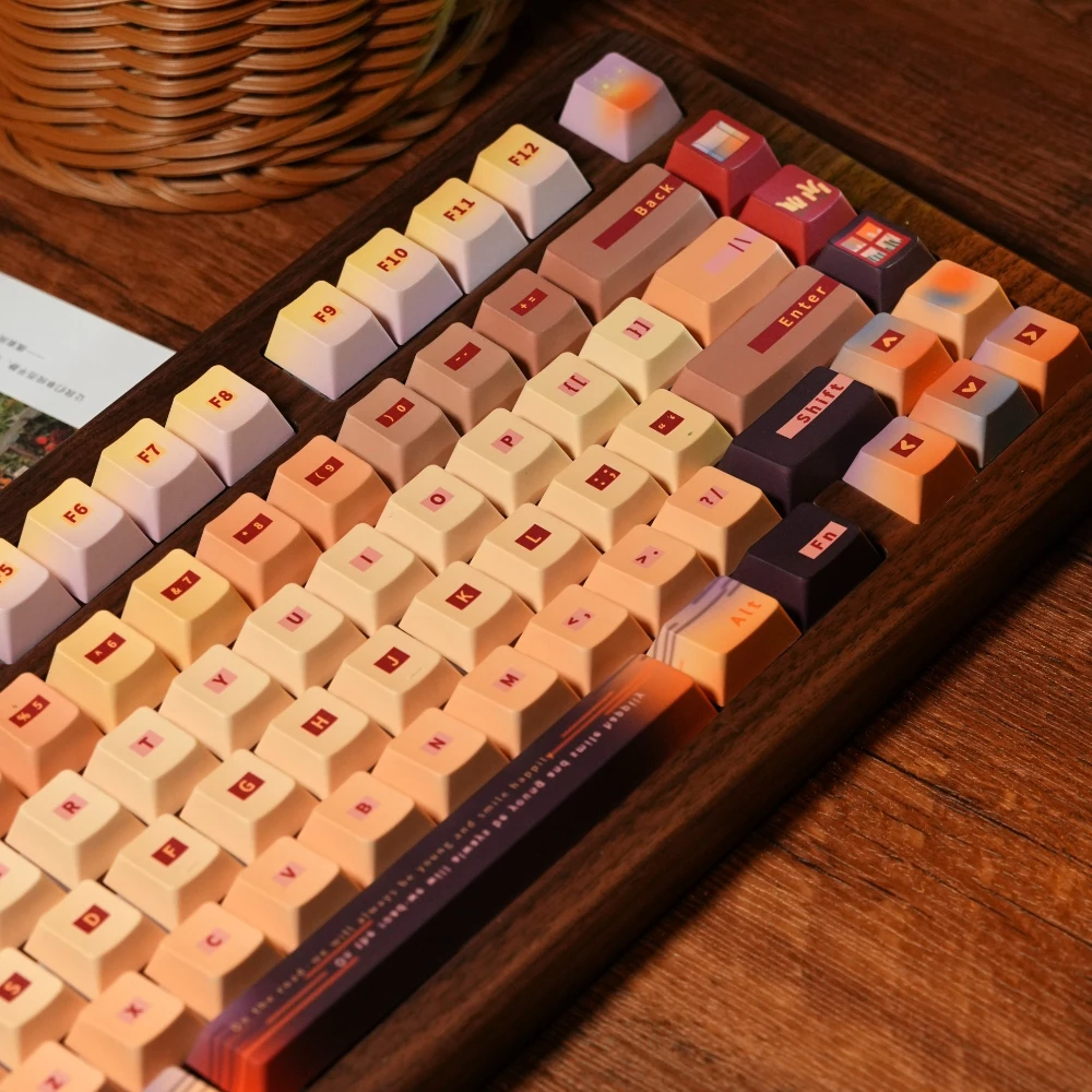 Фото The Sun Shines on The Gold Mountain Keycap Cherry PBT Сублимационные колпачки для механической клавиатуры Романтическая тема Sunrise Key Cap №2