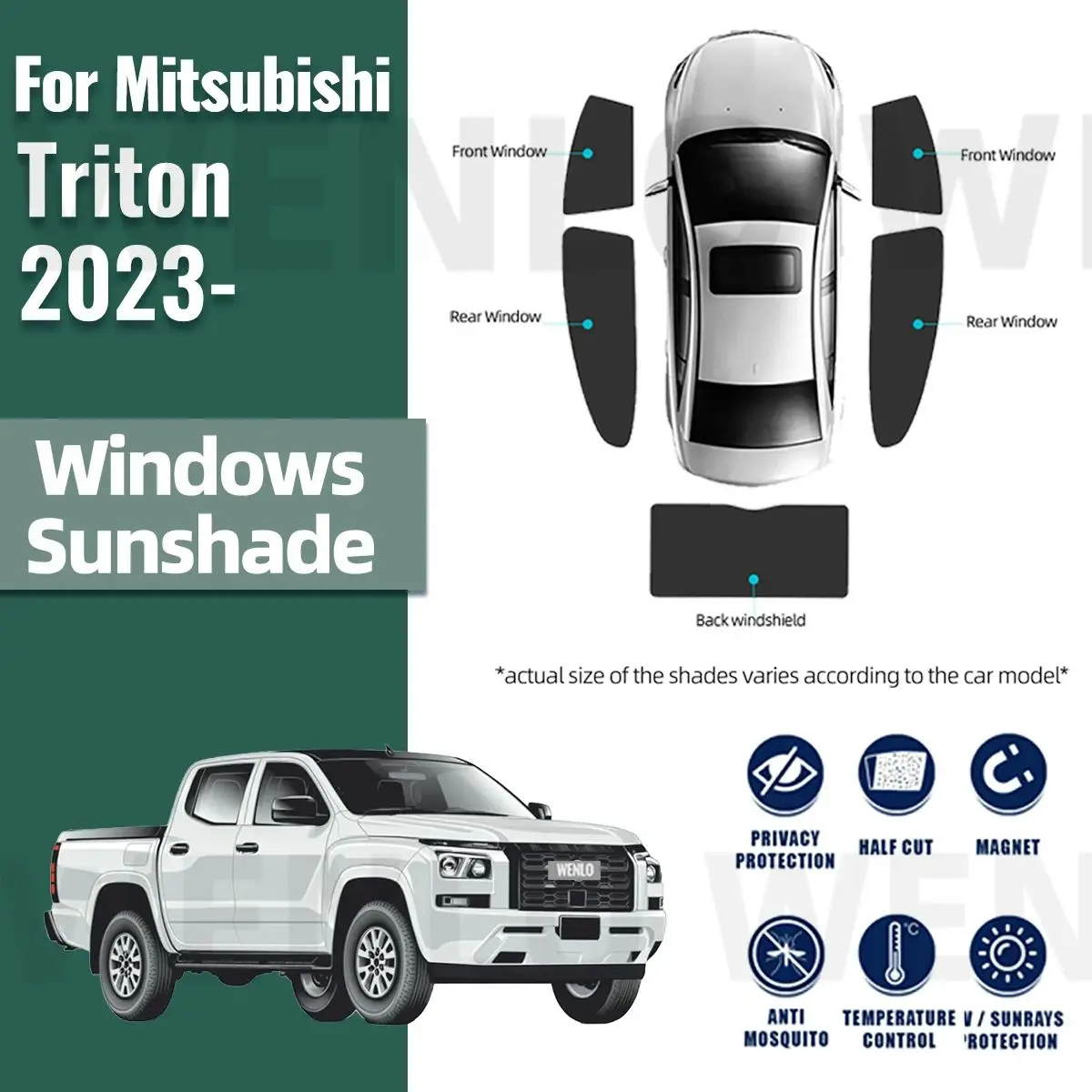 Для Mitsubishi Triton 2023 2024 2025 Магнитный автомобильный солнцезащитный козырек, передняя занавеска на лобовое стекло, задняя боковая детская оконная солнцезащитная козырек