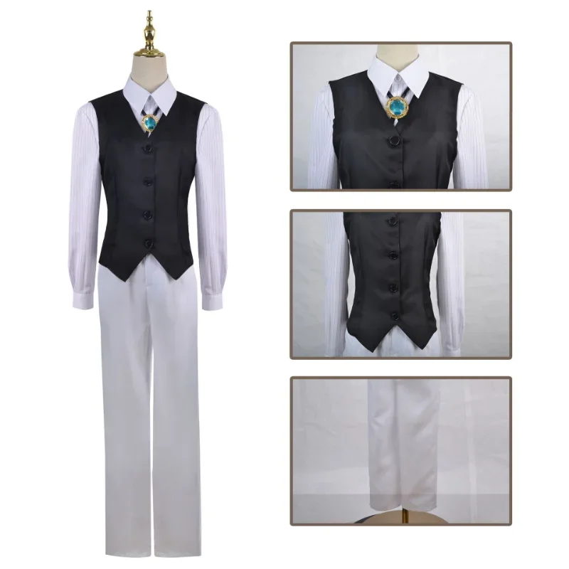 Фото Dazai Osamu Косплей Bungo Stray Dogs Костюм Костюм Jaket Panjang Mantel Jas Dewasa Pria Аниме Хэллоуин Костюм Pakaian Natal №4
